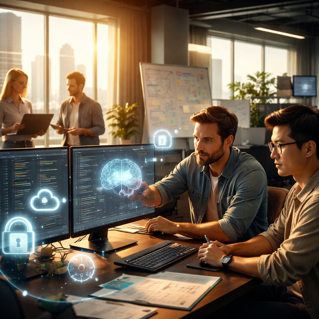 Developers collaborating on ethical AI software development in 2026