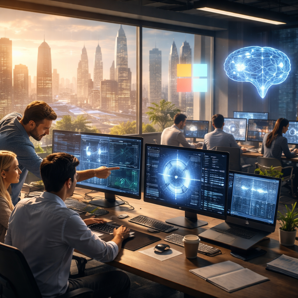 Developers collaborating with AI tools in 2026 software development landscape