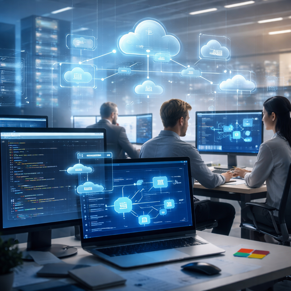 Developers collaborating on modern .NET applications in Azure