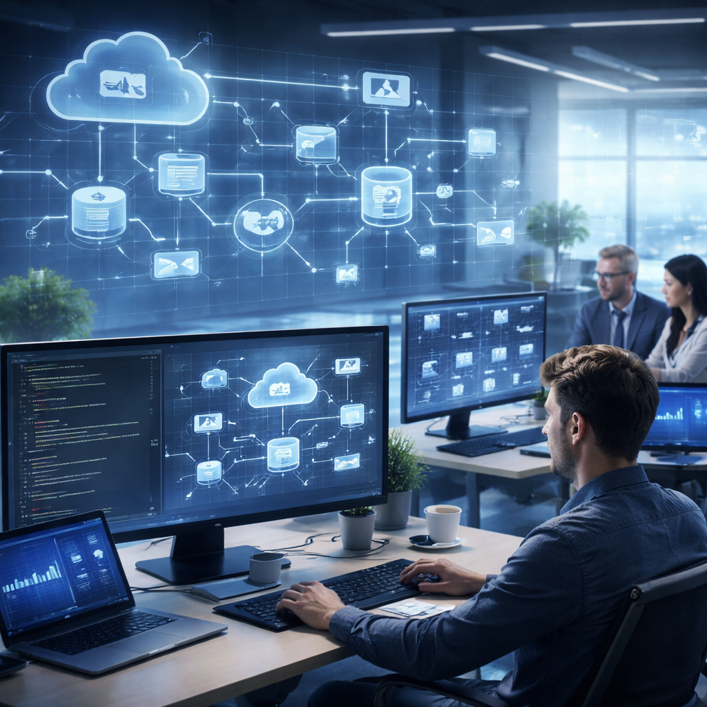 Futuristic .NET development illustration