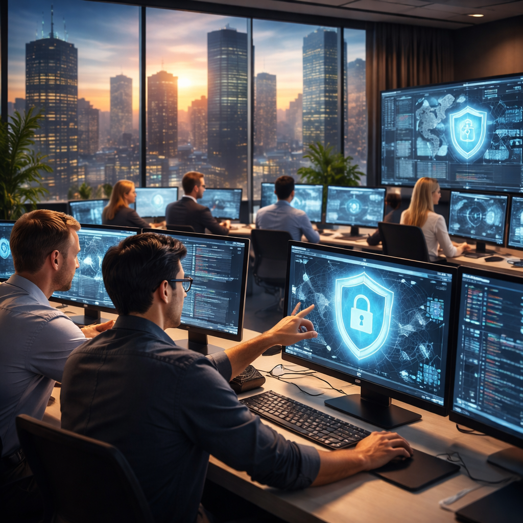 Illustration of IT outsourcing enhancing cybersecurity defences in 2026