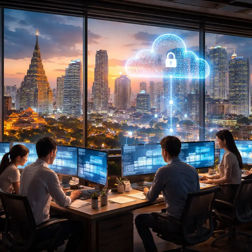 Cloud infrastructure security architecture visualised across Australian data centres and regions.