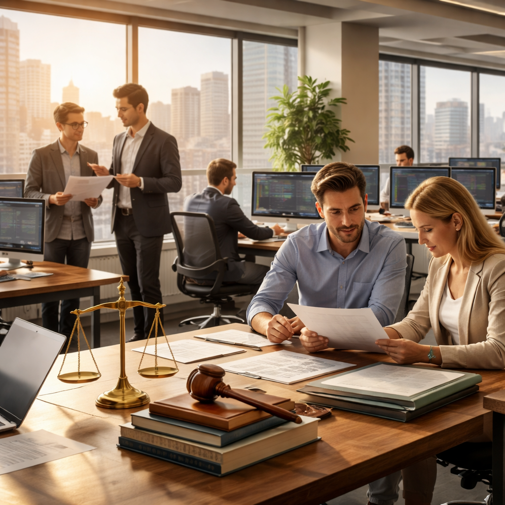 Lawyer reviewing outsourced IT contract management terms for Australian business compliance