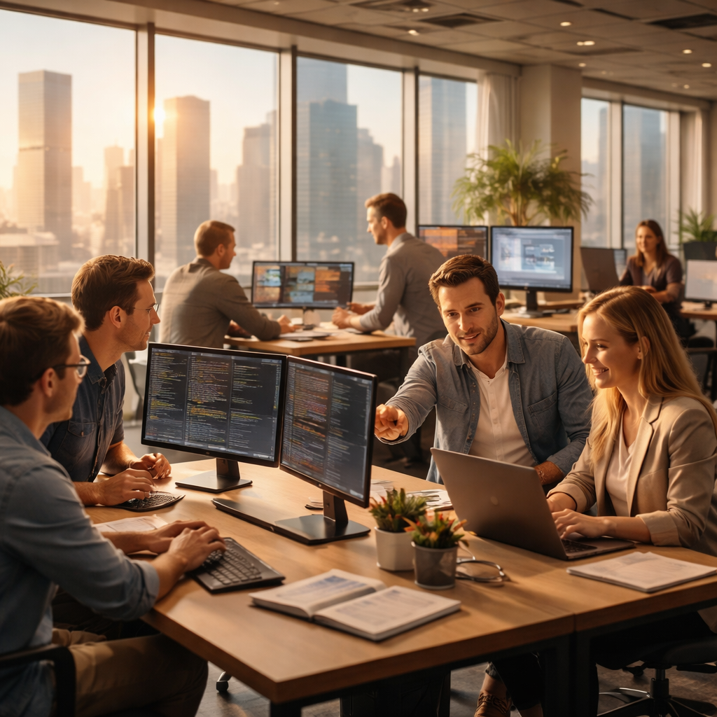 IT outsourcing team using collaborative tools to enhance communication and project delivery in 2026
