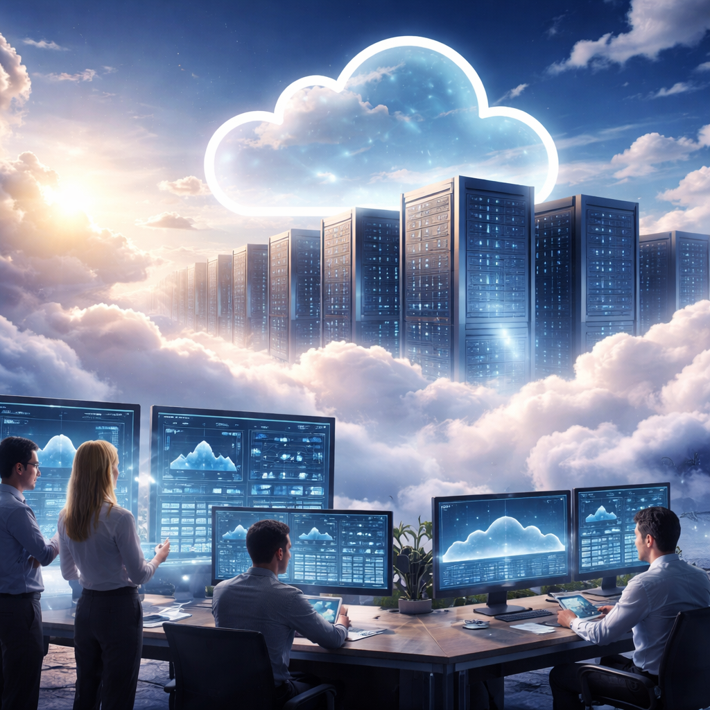 Diagram of next generation cloud infrastructure with edge, AI operations, and security in 2026