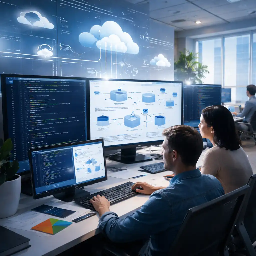 Agile .NET development services team using Azure and GitHub in a modern Microsoft development stack