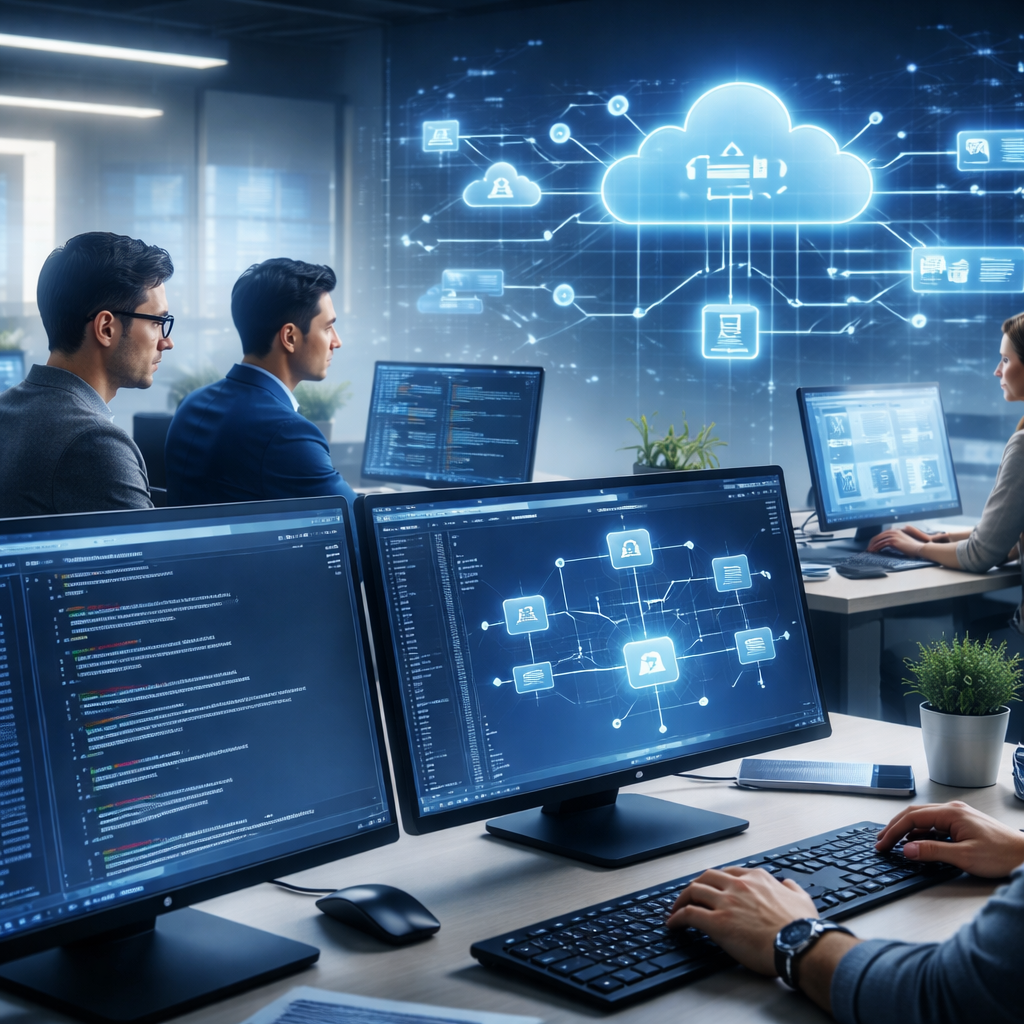 Developers designing AI-powered .NET applications and modern Microsoft development services in 2026