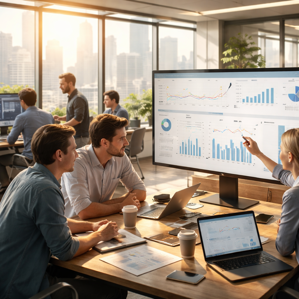Dashboard visualising IT outsourcing success indicators and outsourced IT support metrics for Australian organisations
