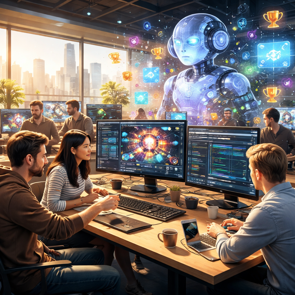 Developers using AI-driven game mechanics and adaptive learning in software to improve code quality